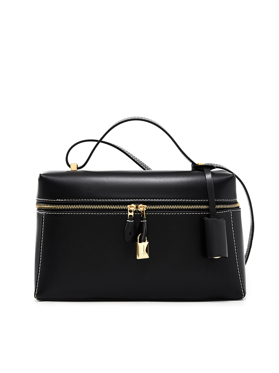 Bolso estructurado tipo caja de piel de vaca — Asa superior elegante para el trayecto view 5