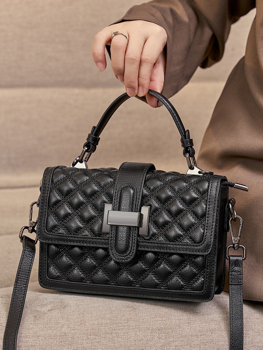 Korean Diamond-Quilted Top-Handle Crossbody — Cult Bestseller view 3
