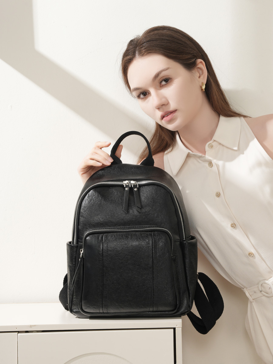 Vegetable-Tanned Cowhide Women's Backpack — Soft Multi-Wear view 3