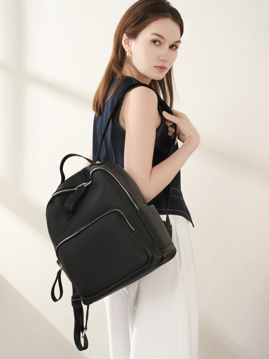 Cowhide Laptop Backpack — Large-Capacity Work & Travel view 2