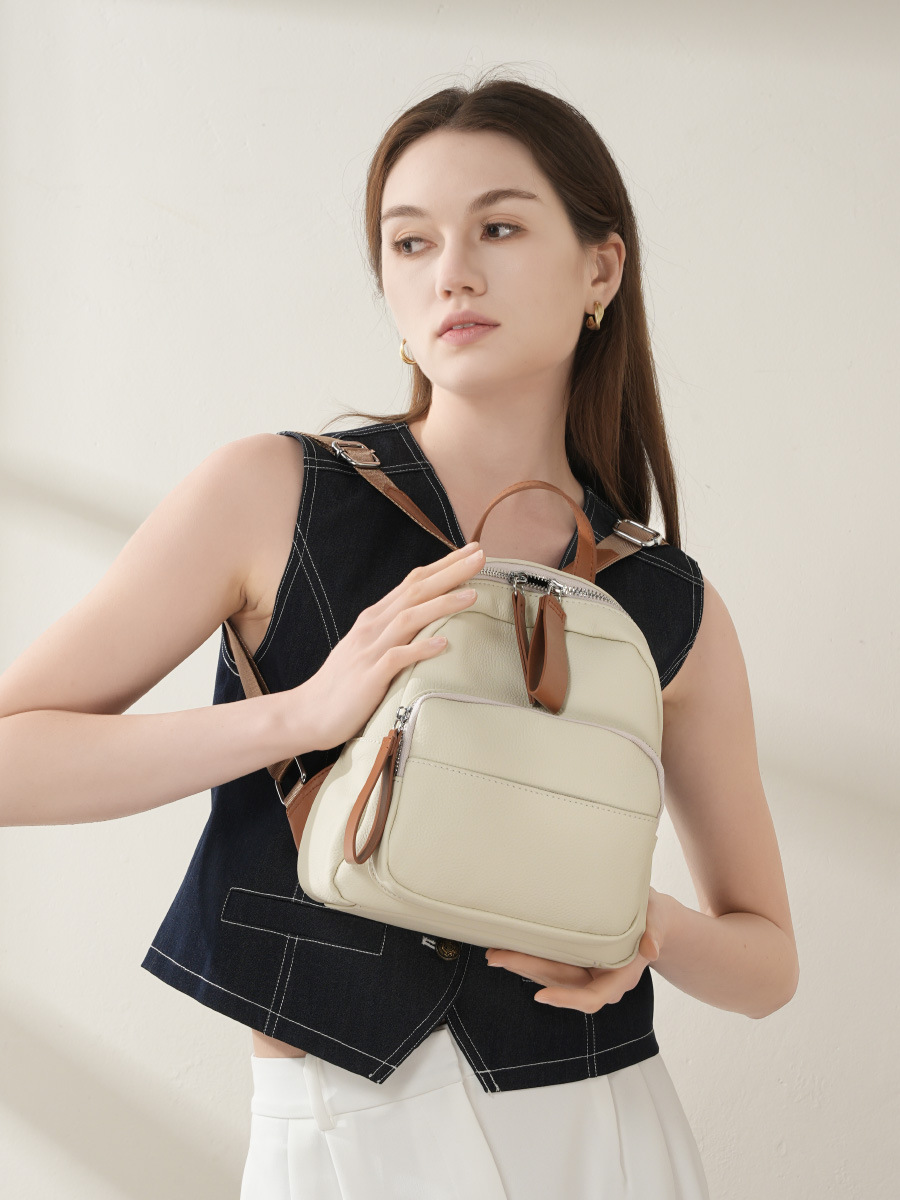 Compact Cowhide Women's Backpack — Multi-Wear City Carry view 2
