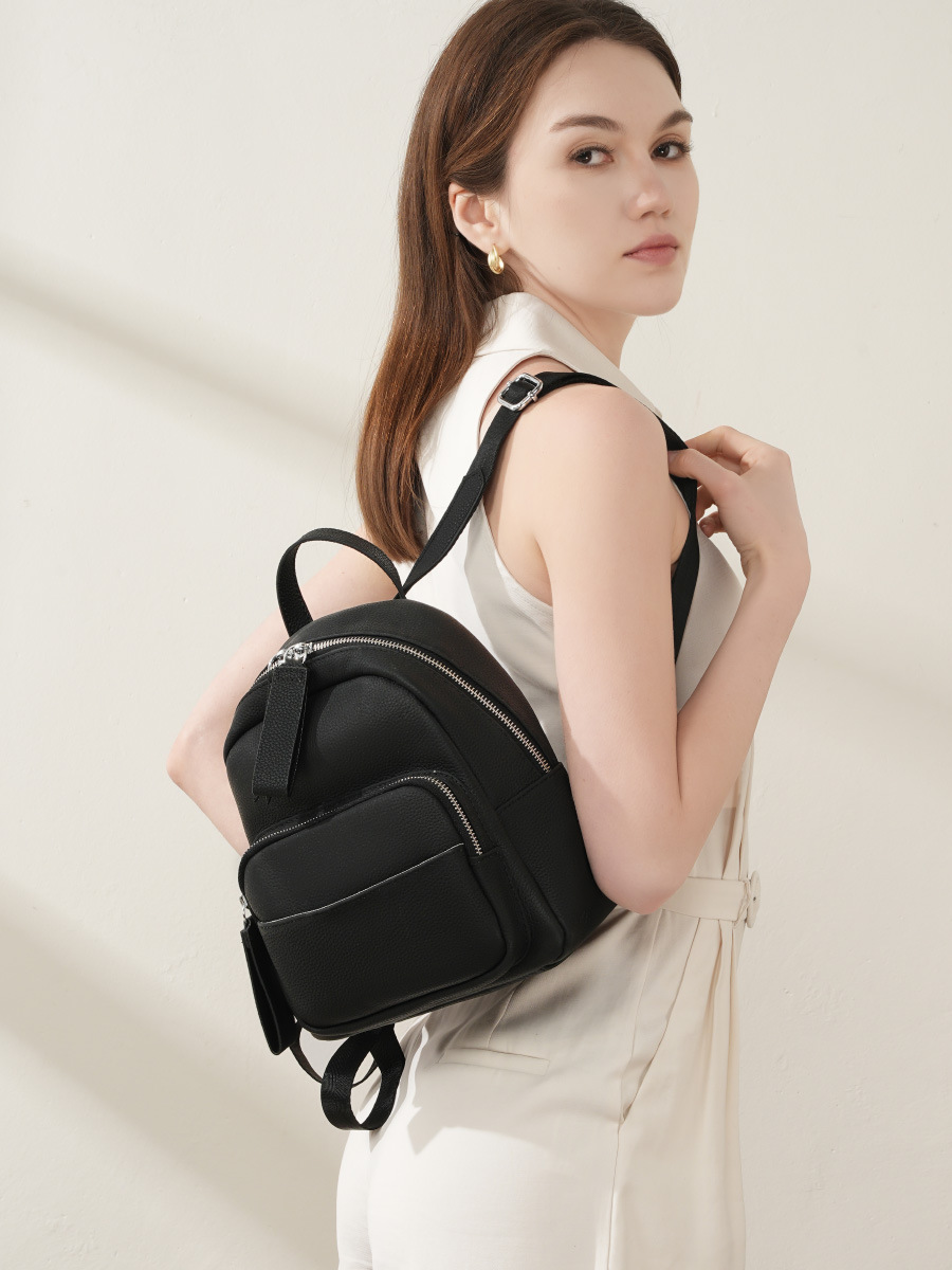 Compact Cowhide Women's Backpack — Multi-Wear City Carry view 5
