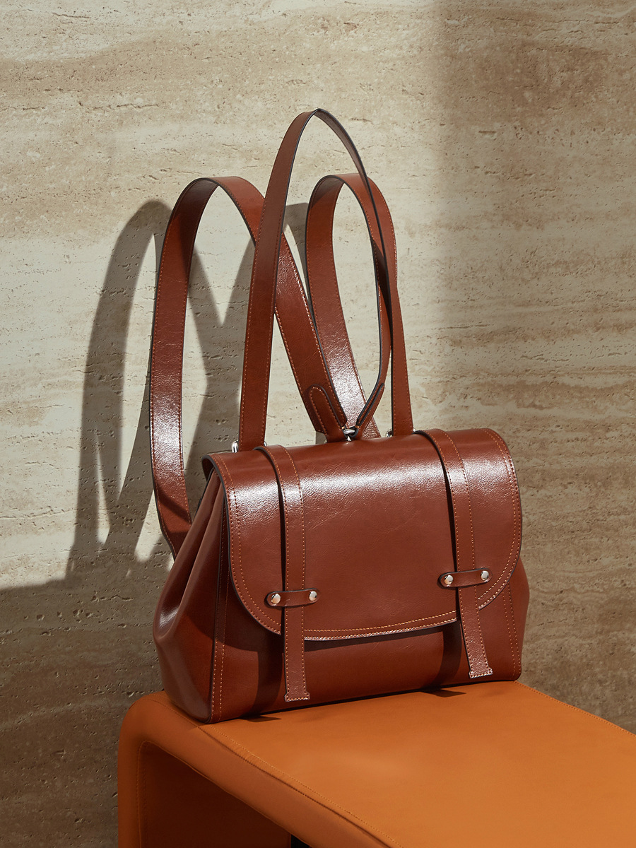 Oil-Wax Cowhide Multi-Wear Backpack — Convertible 3-Way Carry view 5