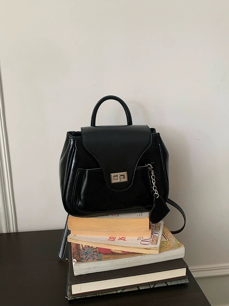 Silver PU Leather Backpack view 2