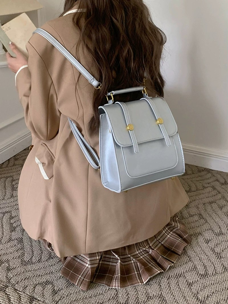 Silver PU Leather Backpack view 3