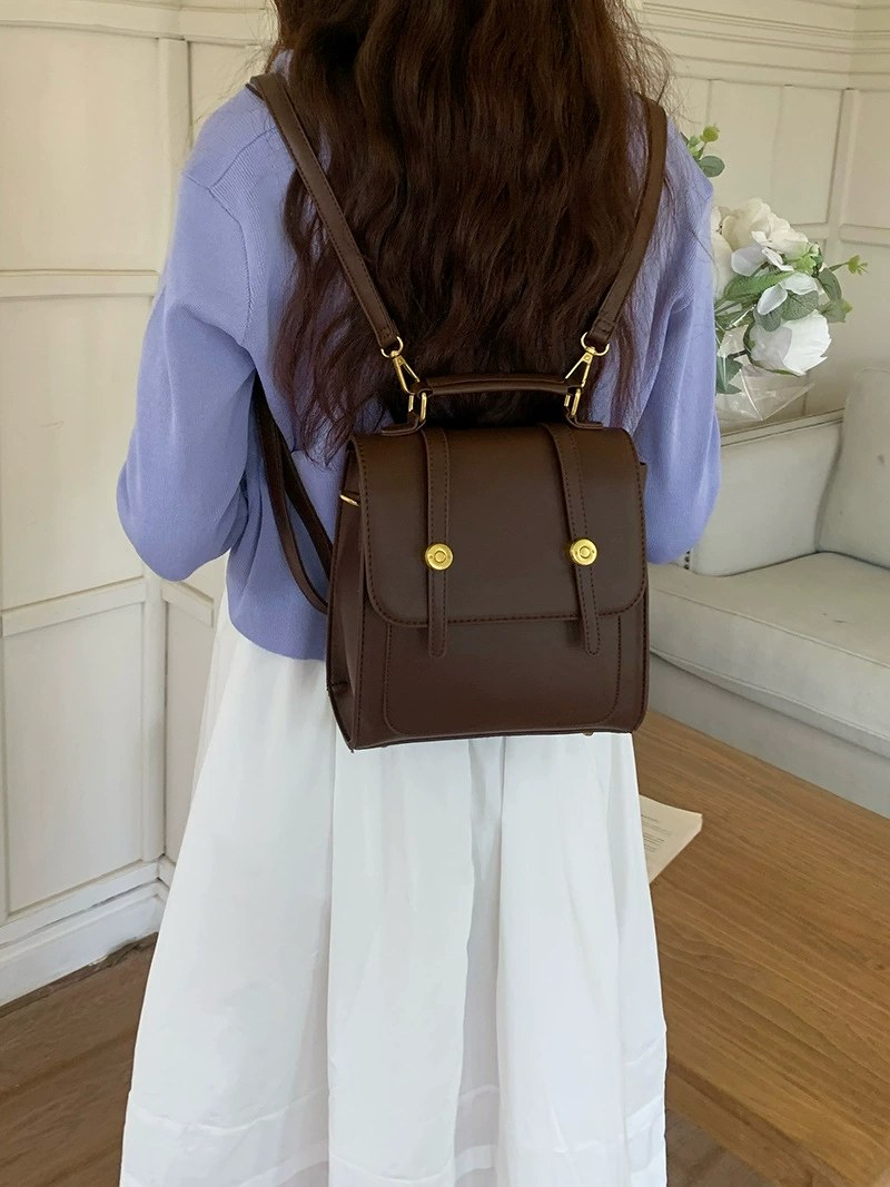 Silver PU Leather Backpack view 4