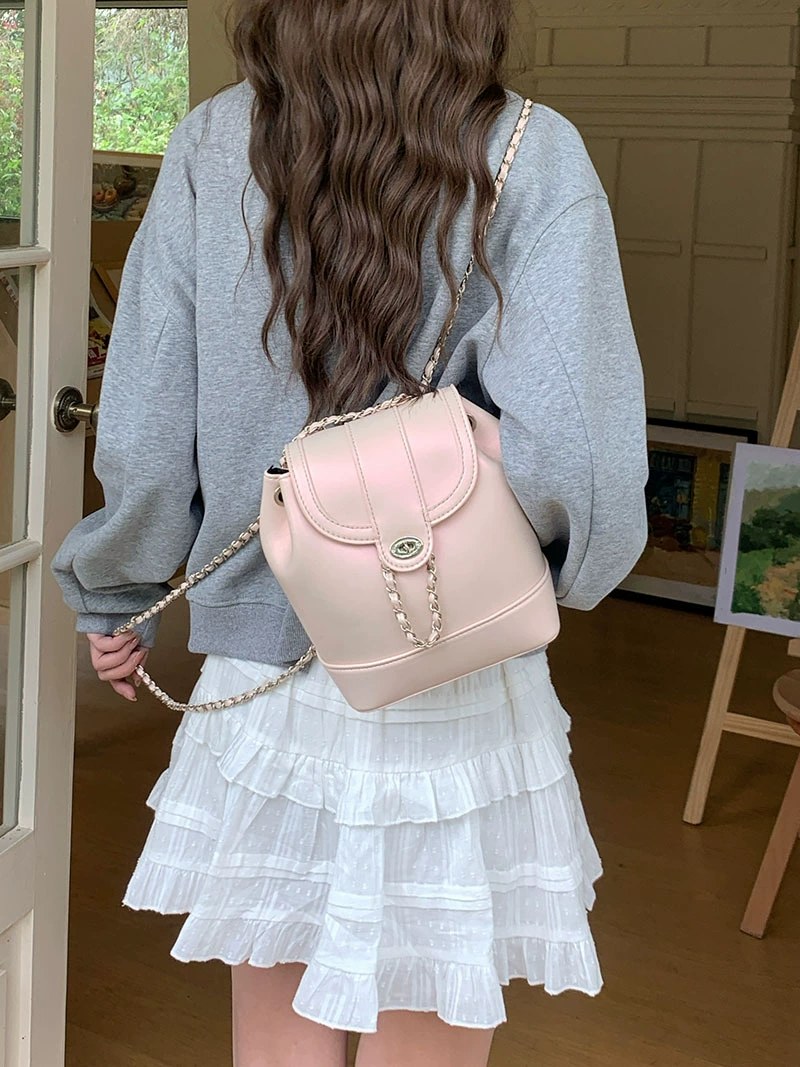 Silver PU Leather Backpack view 5