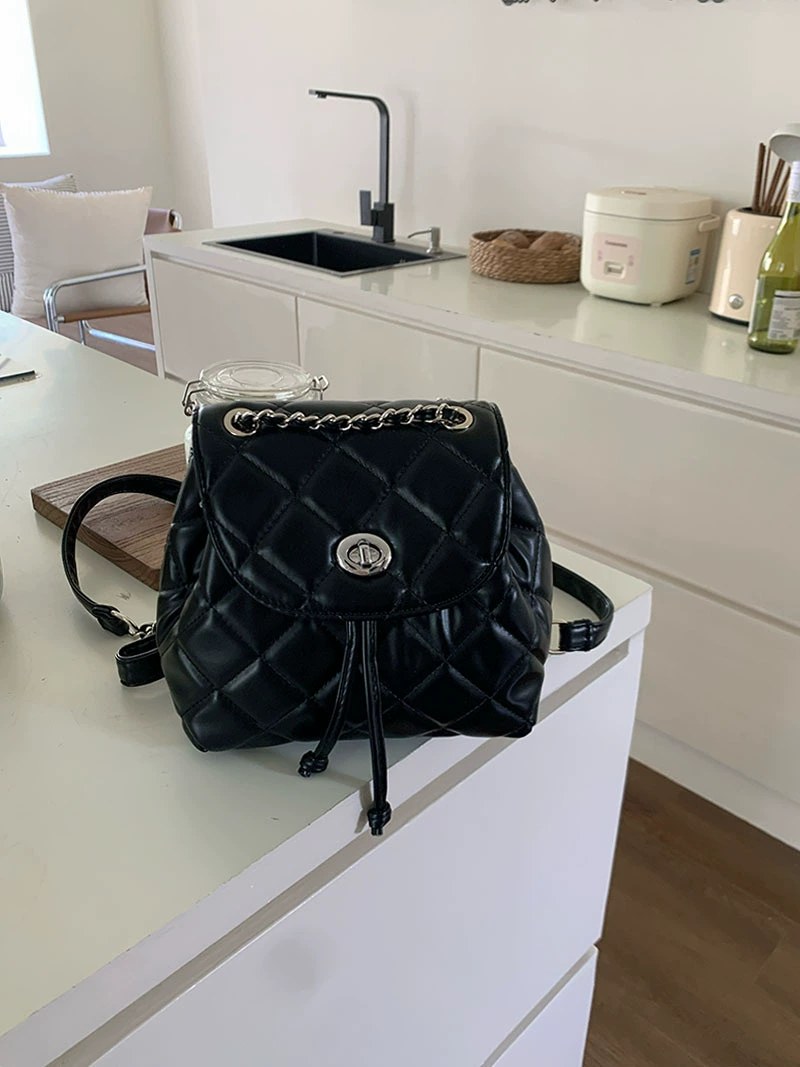 Silver PU Leather Backpack view 5
