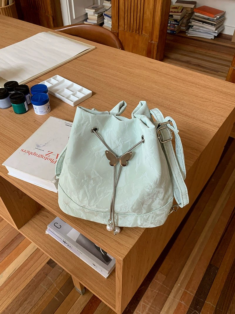 Green PU Leather Backpack view 2