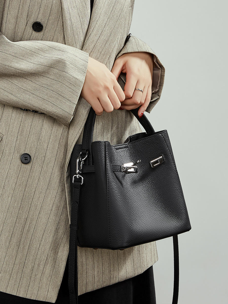 Classic Drawstring Bucket Bag — Black view 5