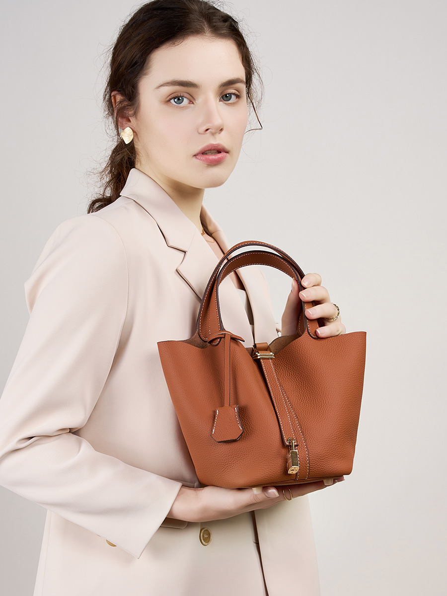 Mini Quilted Chain Bucket Bag — Wine view 3