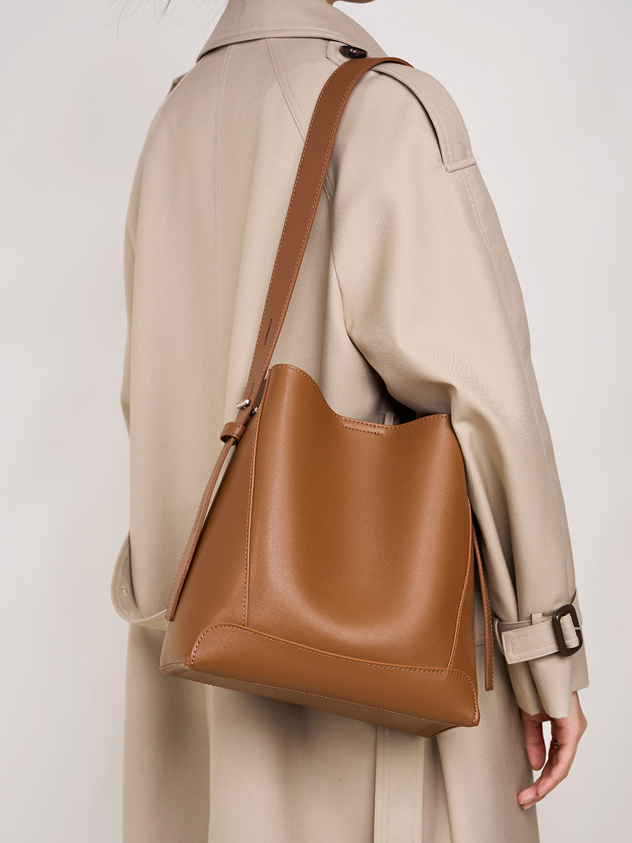Saffiano Structured Bucket — Tan view 3