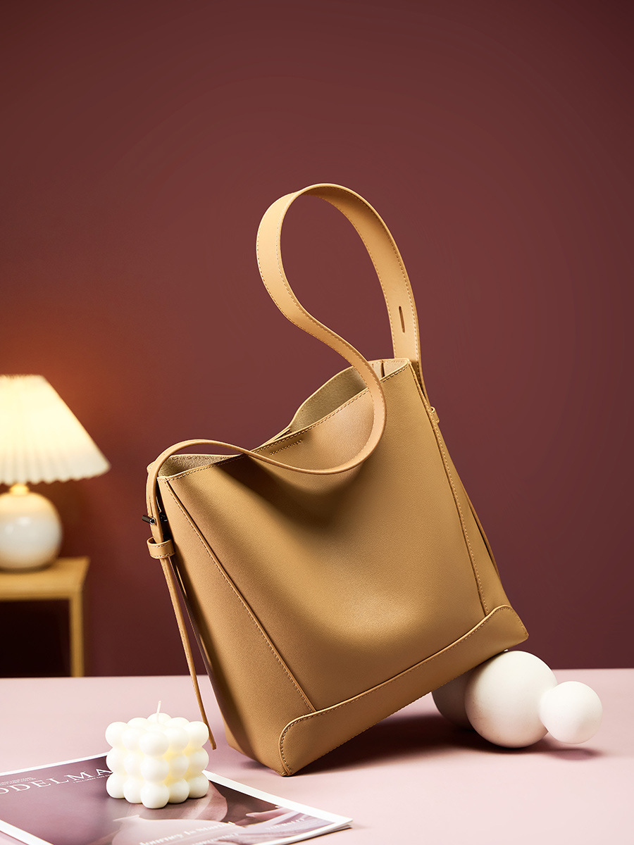 Saffiano Structured Bucket — Tan view 5