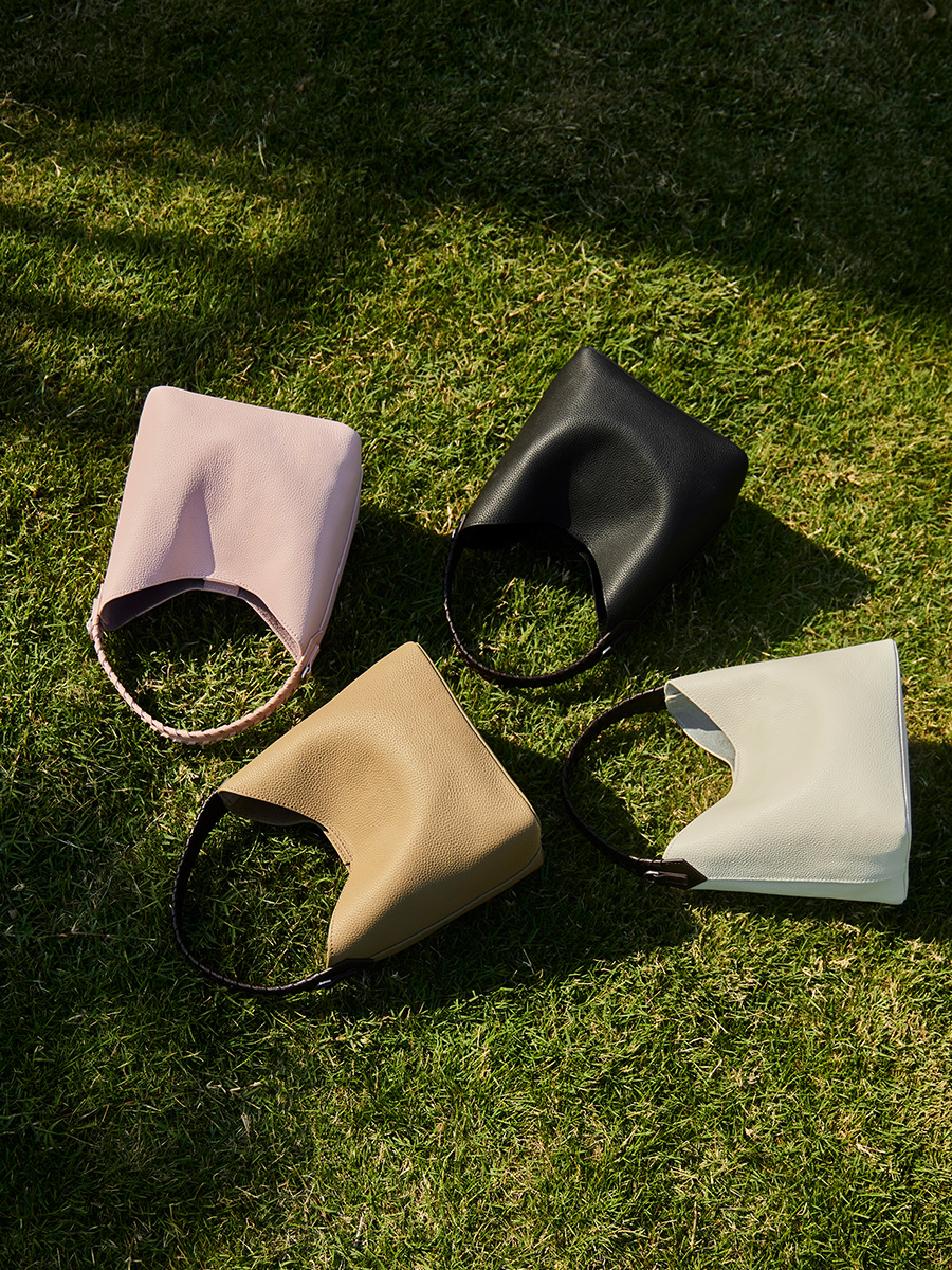 Cowhide Mother-Daughter Bucket Bag Set — Trapezoid Silhouette view 5