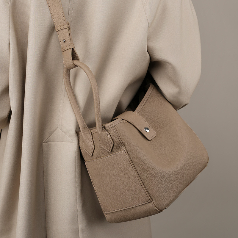 Soft Cowhide Basket Bucket Bag — Designer Market Carry view 2