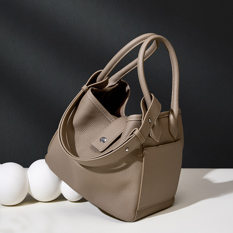 Soft Cowhide Basket Bucket Bag — Designer Market Carry view 4