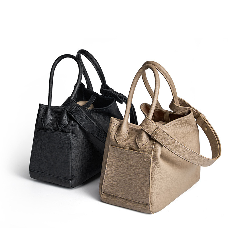 Soft Cowhide Basket Bucket Bag — Designer Market Carry view 5