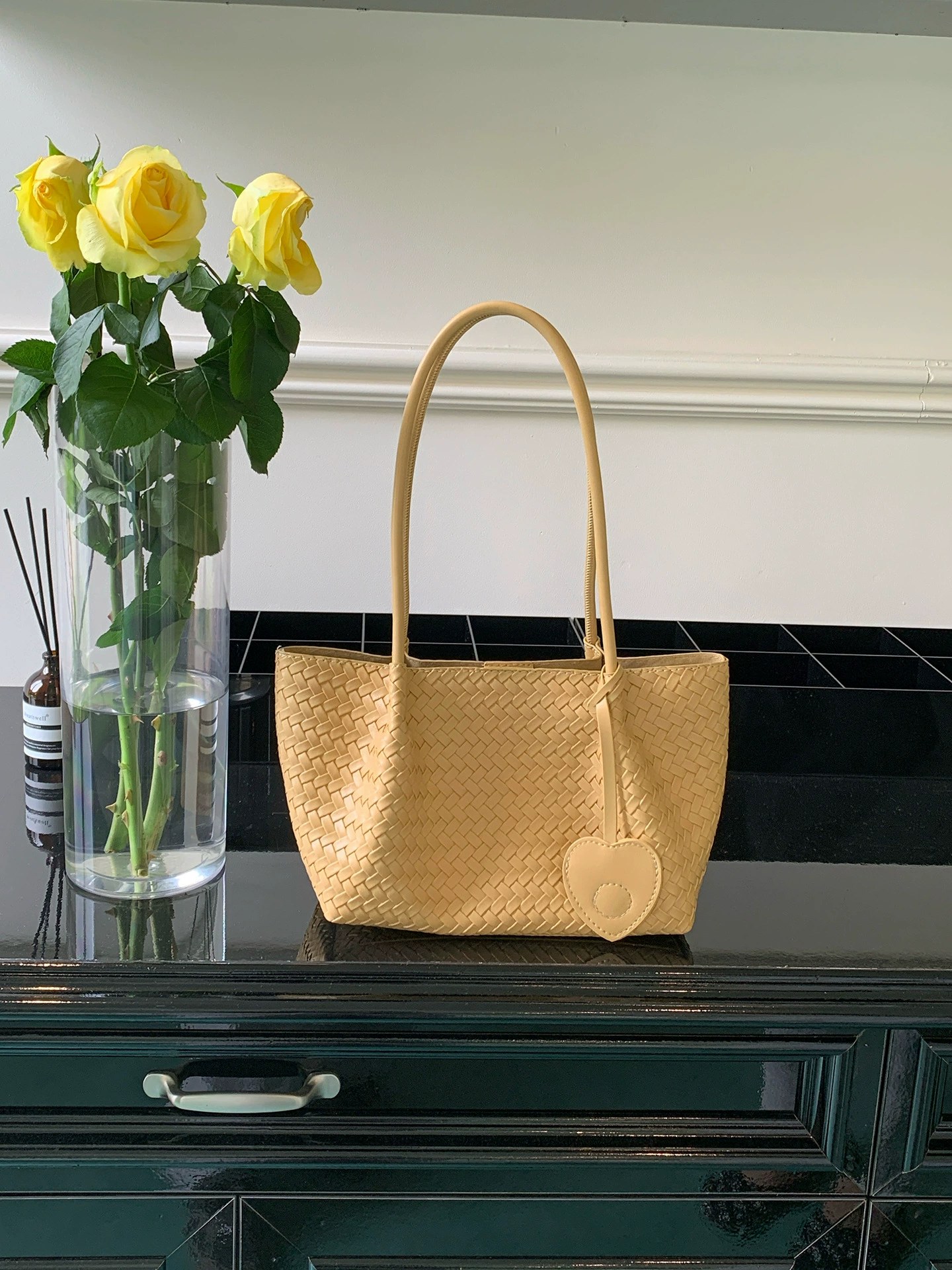 Woven Synthetic Bucket Bag view 3