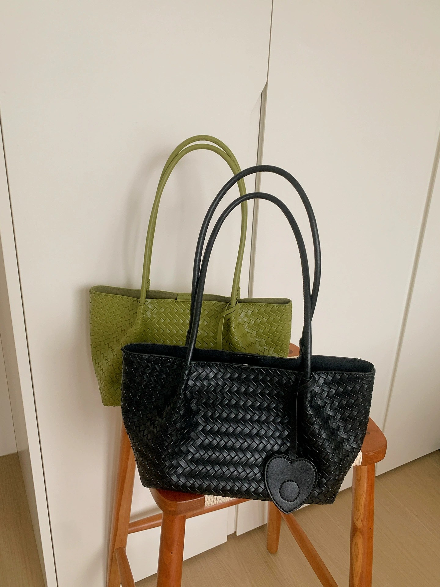 Woven Synthetic Bucket Bag view 4
