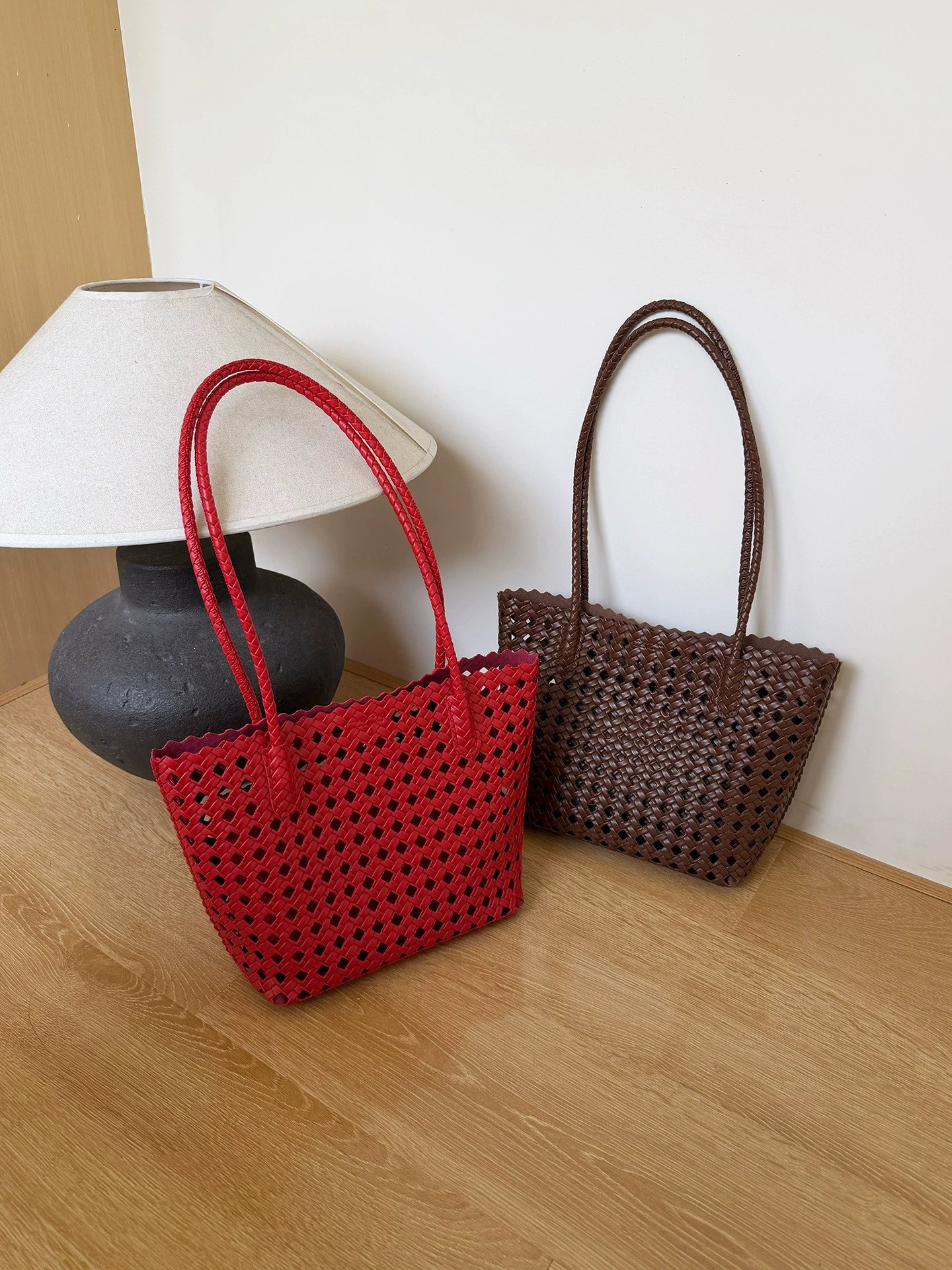 Woven Synthetic Bucket Bag view 2