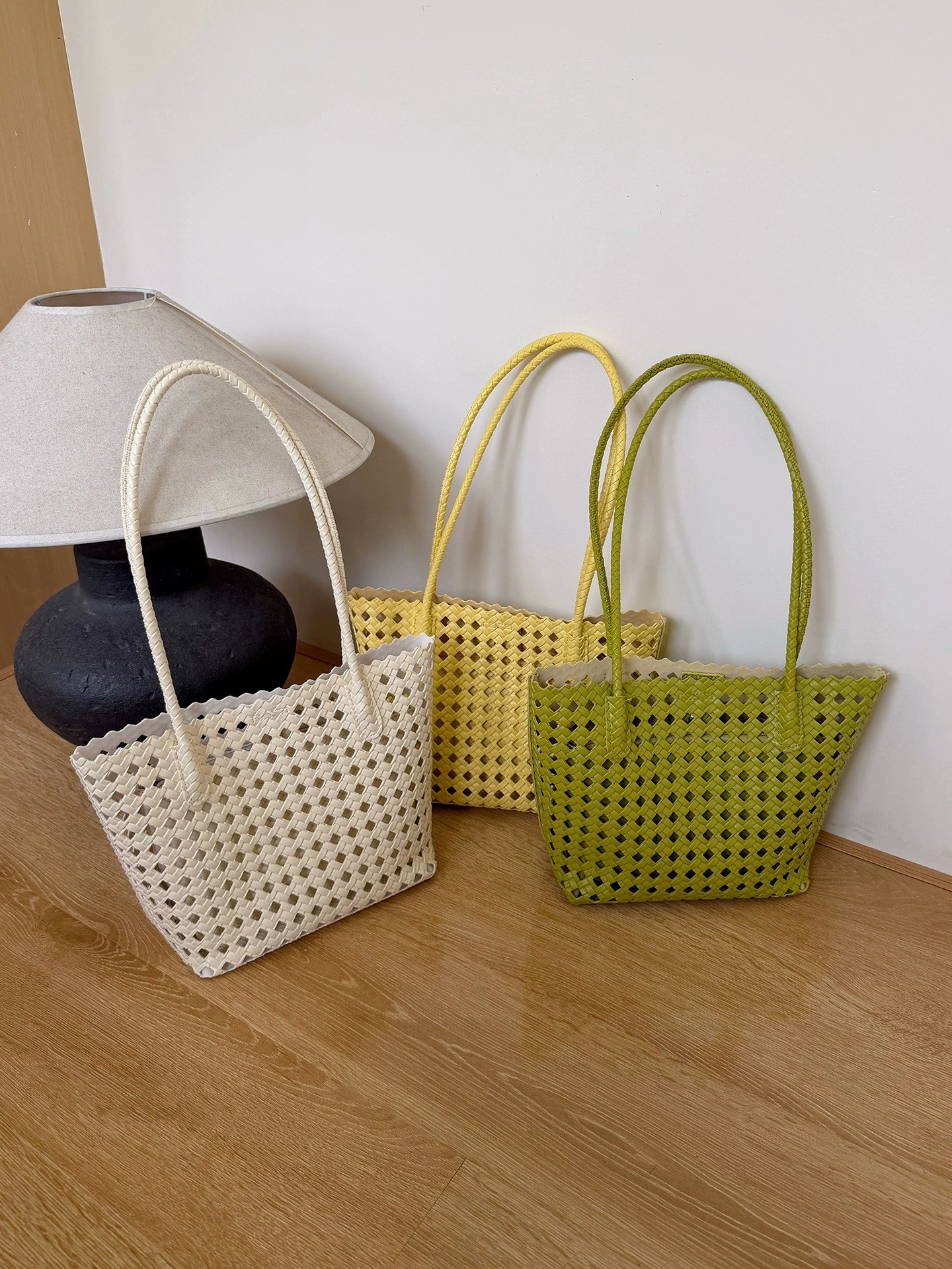 Woven Synthetic Bucket Bag view 4