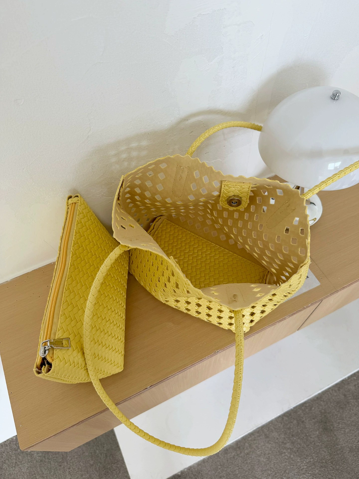 Woven Synthetic Bucket Bag view 5