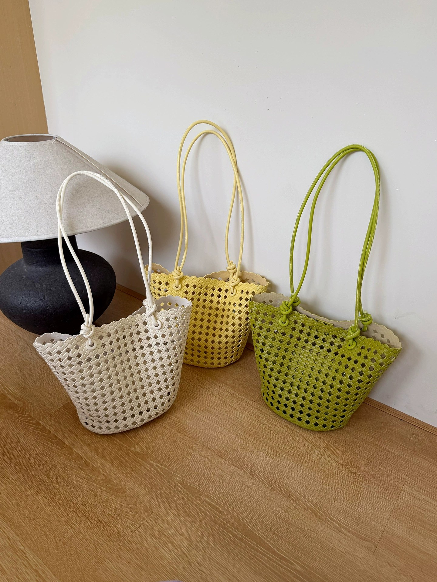 Woven Synthetic Bucket Bag view 2