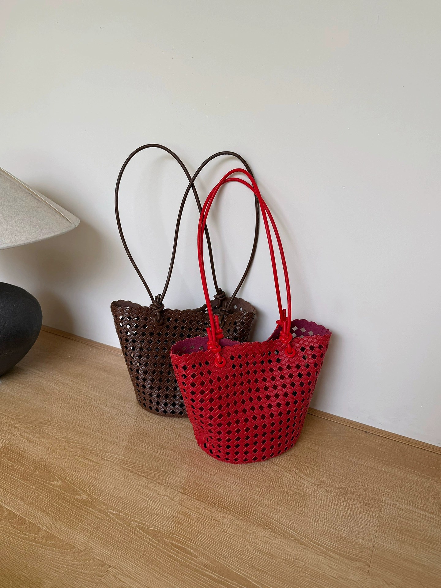 Woven Synthetic Bucket Bag view 5