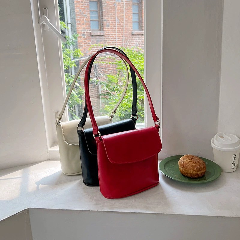 Red PU Leather Bucket Bag view 2