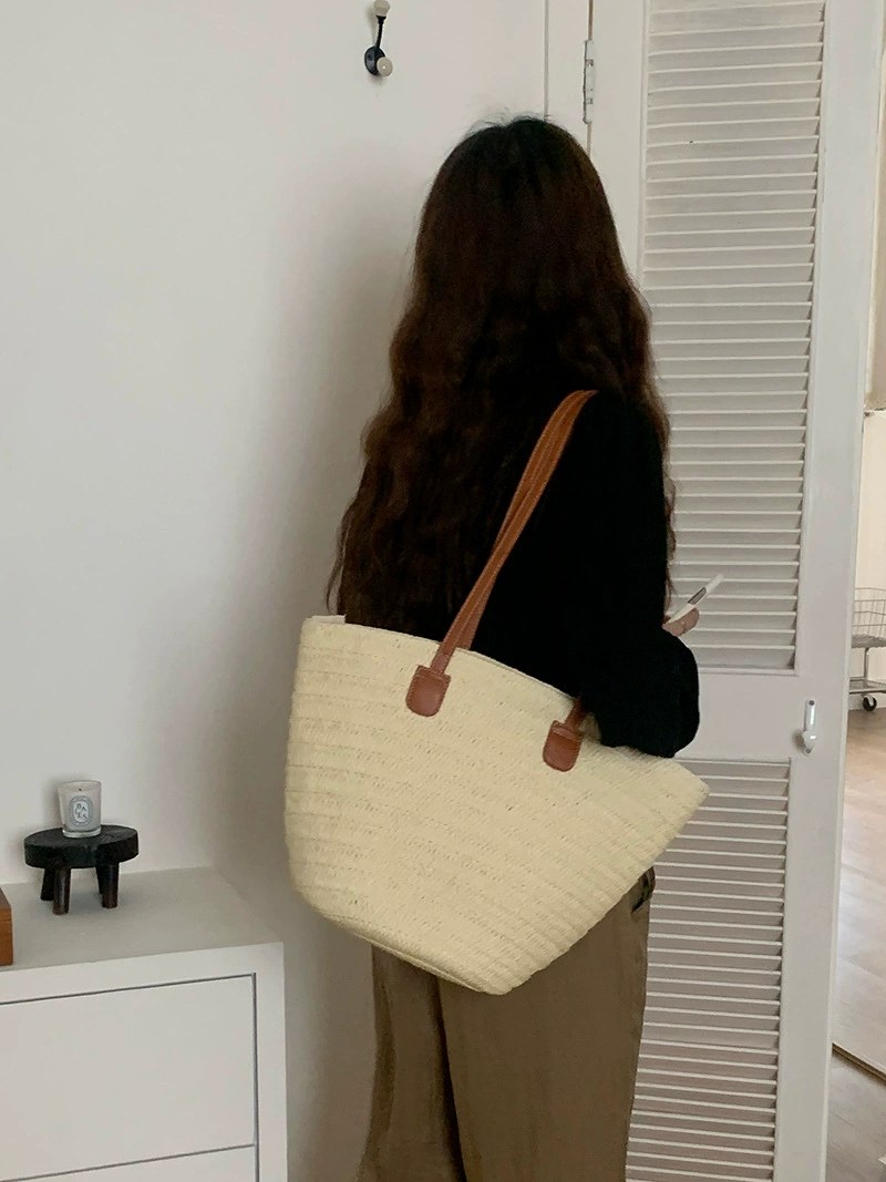 Woven Synthetic Bucket Bag view 4