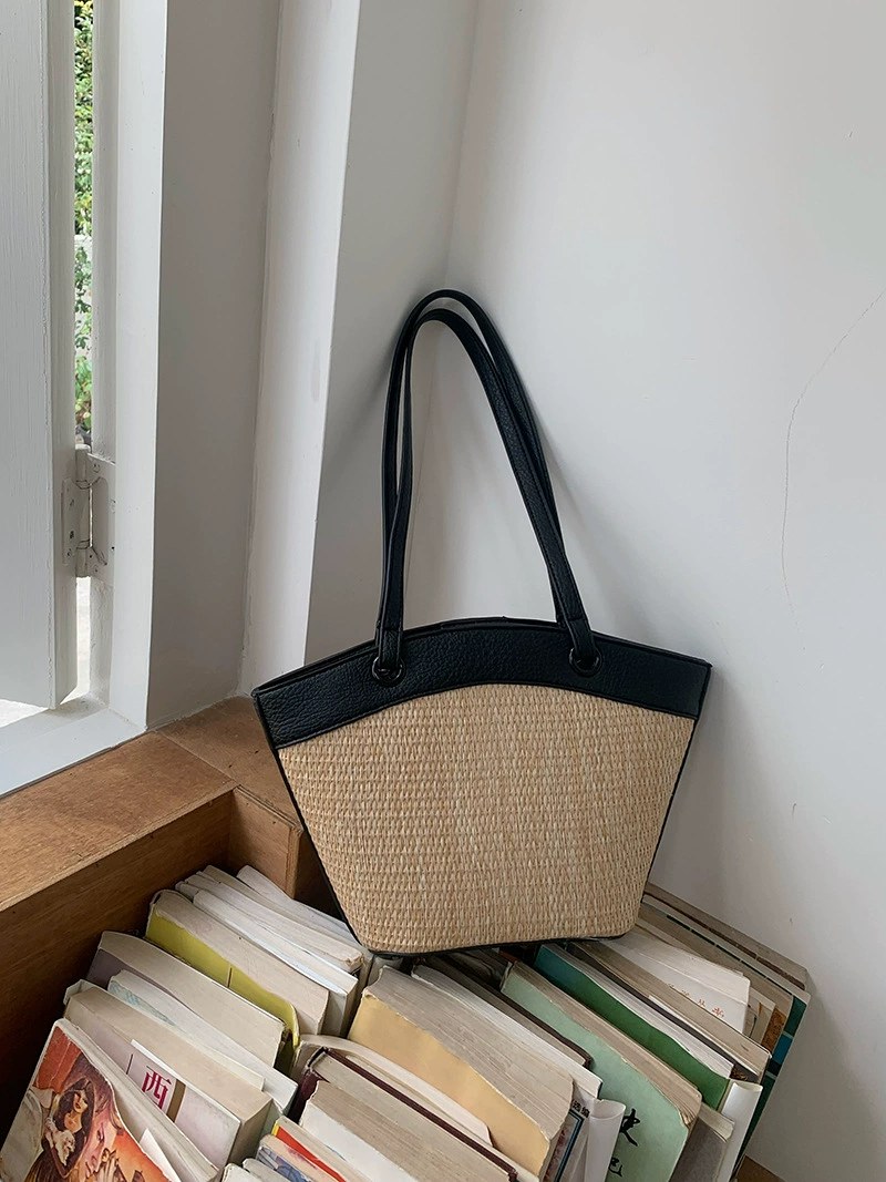 Woven Synthetic Bucket Bag view 3
