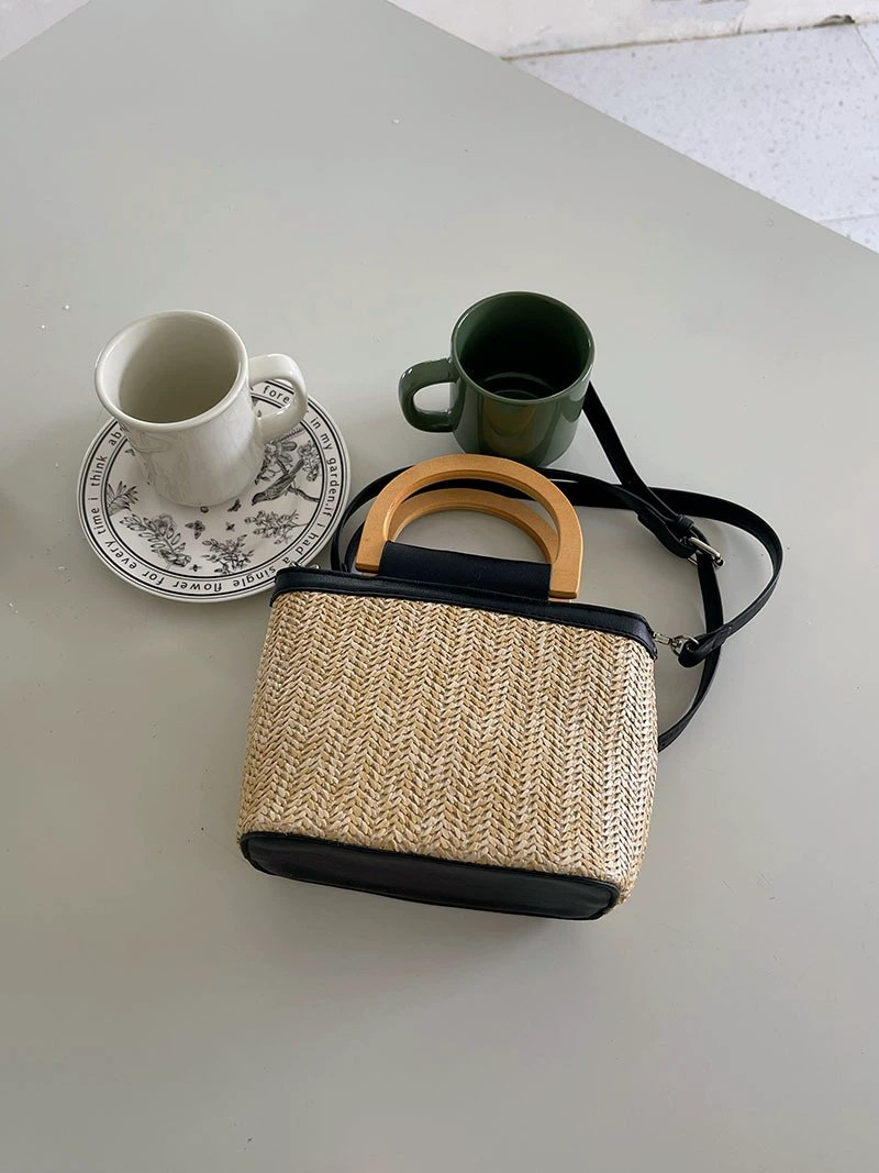 Woven Synthetic Bucket Bag view 5