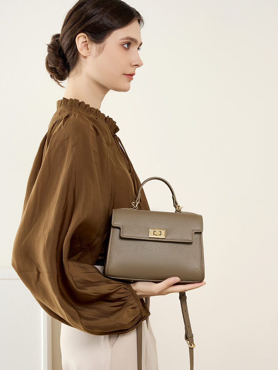 Kelly-Inspired Mini Top-Handle Crossbody — Genuine Cowhide view 4