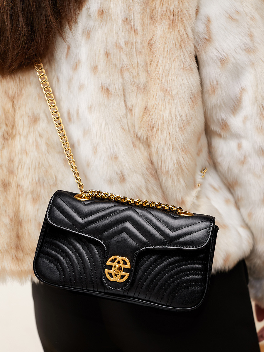 Heart-Quilted Chain Mini Crossbody — Korean Chanel-Style view 2