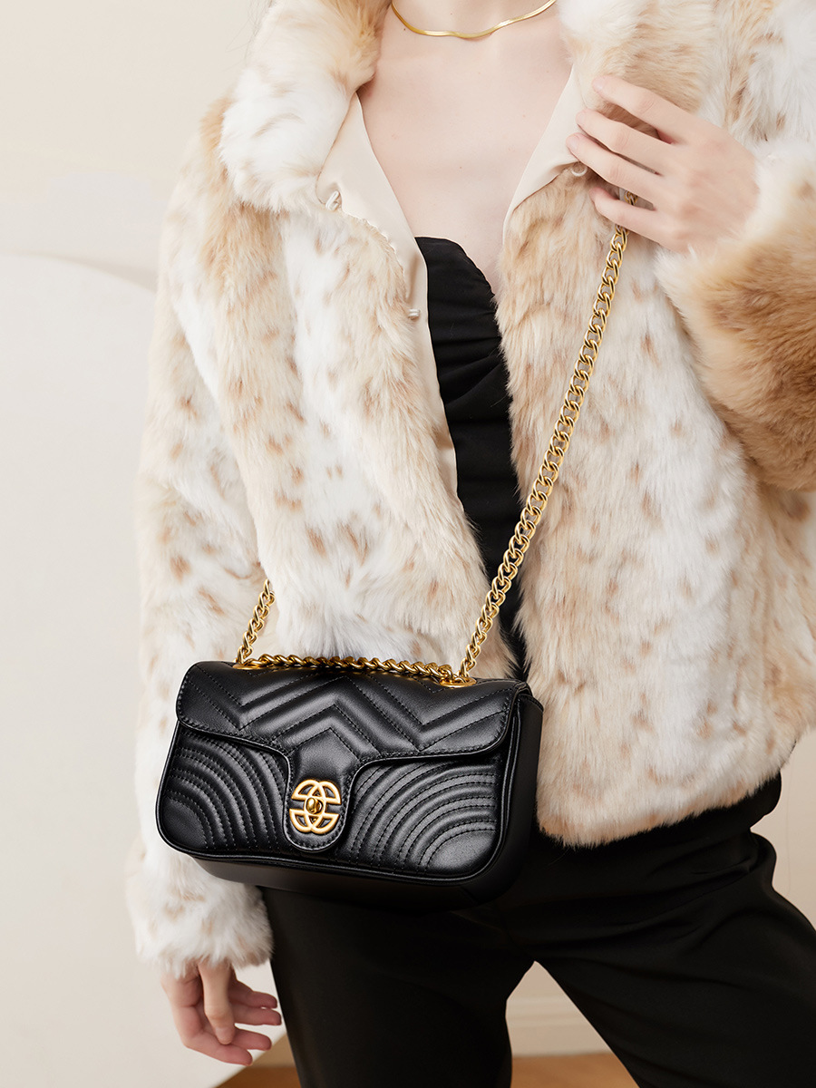 Heart-Quilted Chain Mini Crossbody — Korean Chanel-Style view 3