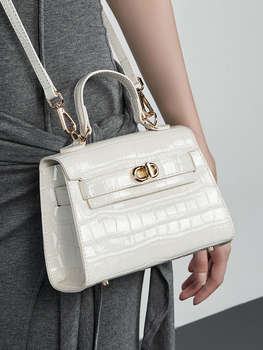 Croc-Pattern Kelly Top-Handle Crossbody — Designer Mini view 4