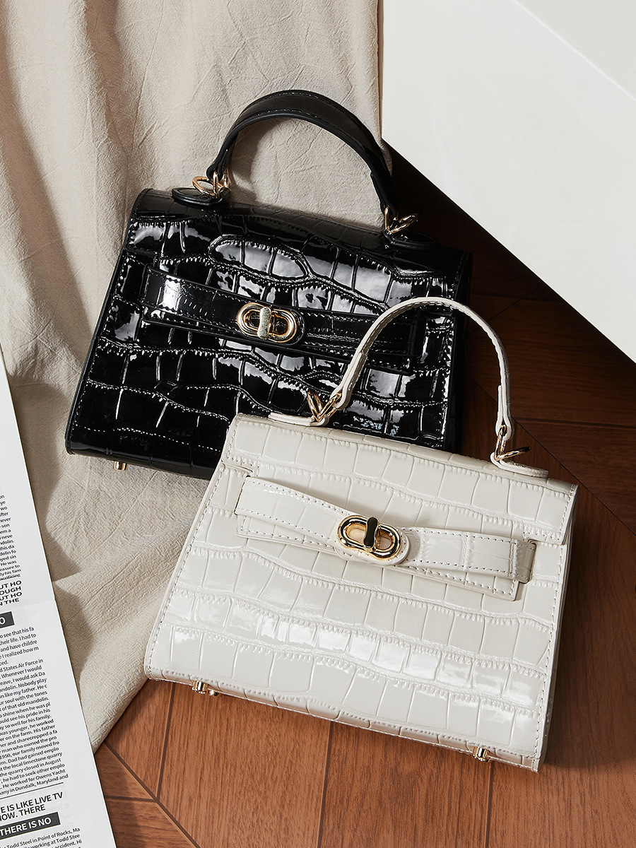 Croc-Pattern Kelly Top-Handle Crossbody — Designer Mini view 5