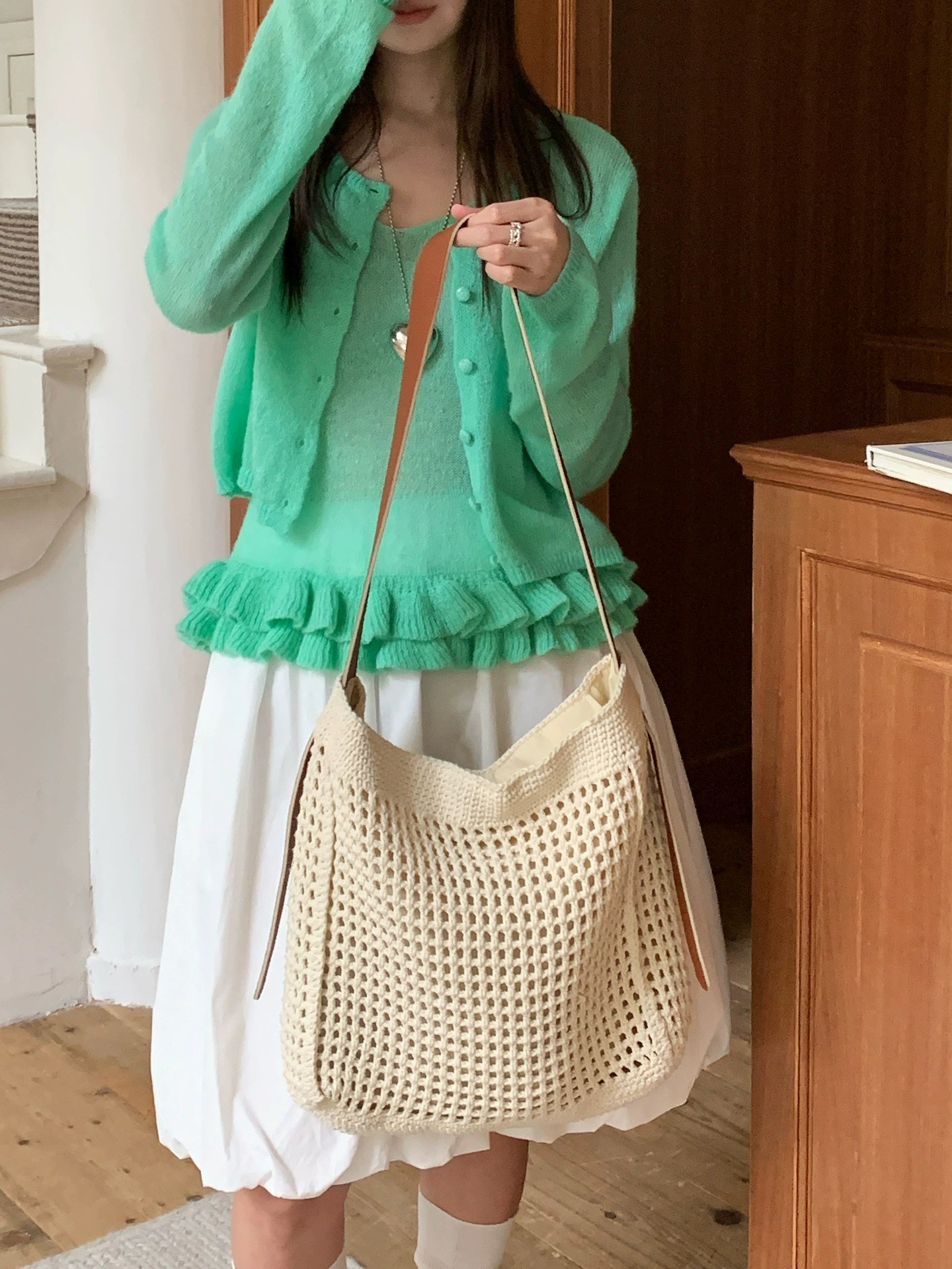 Woven Synthetic Crossbody Bag view 3