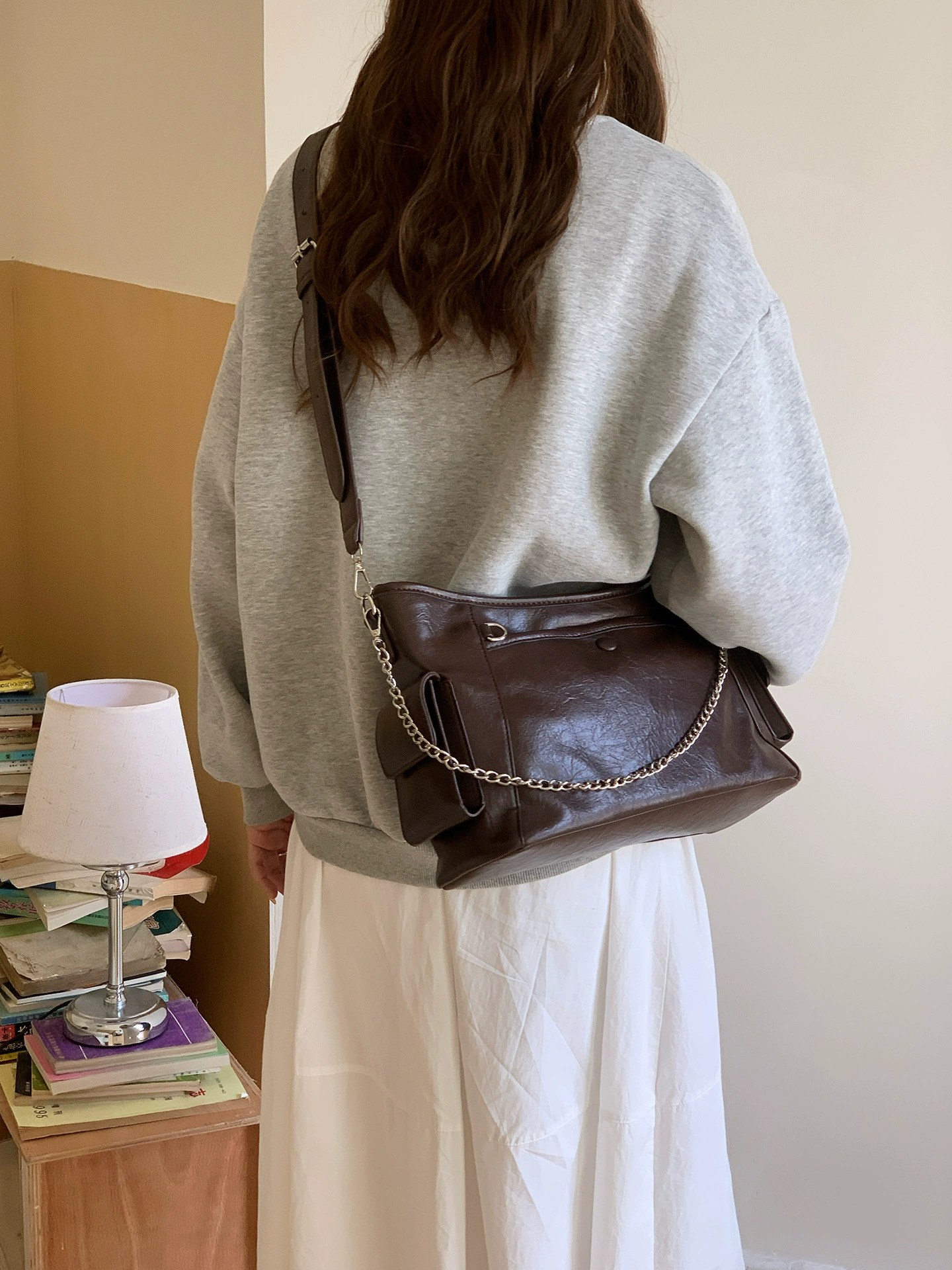 Bolso Cruzado de Cuero PU Negro view 5
