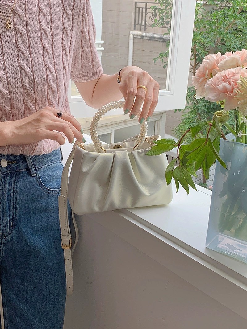 Pearl-Embellished PU Crossbody Bag view 3