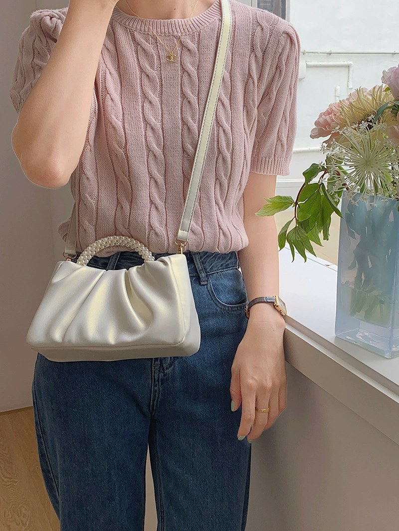Pearl-Embellished PU Crossbody Bag view 4
