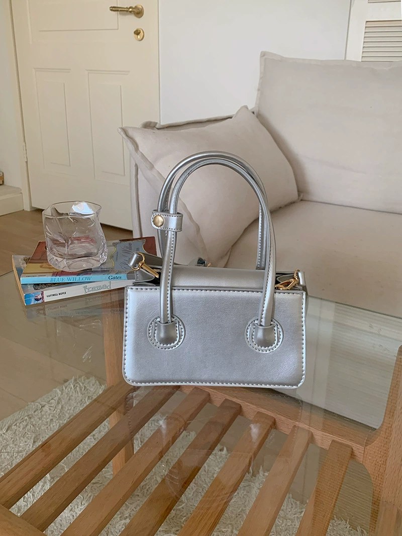 Silver PU Leather Crossbody Bag view 2