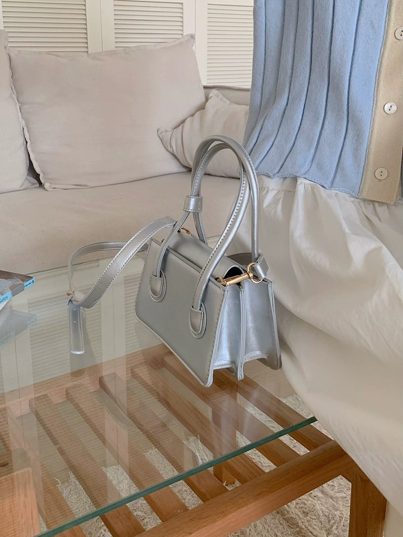 Silver PU Leather Crossbody Bag view 4