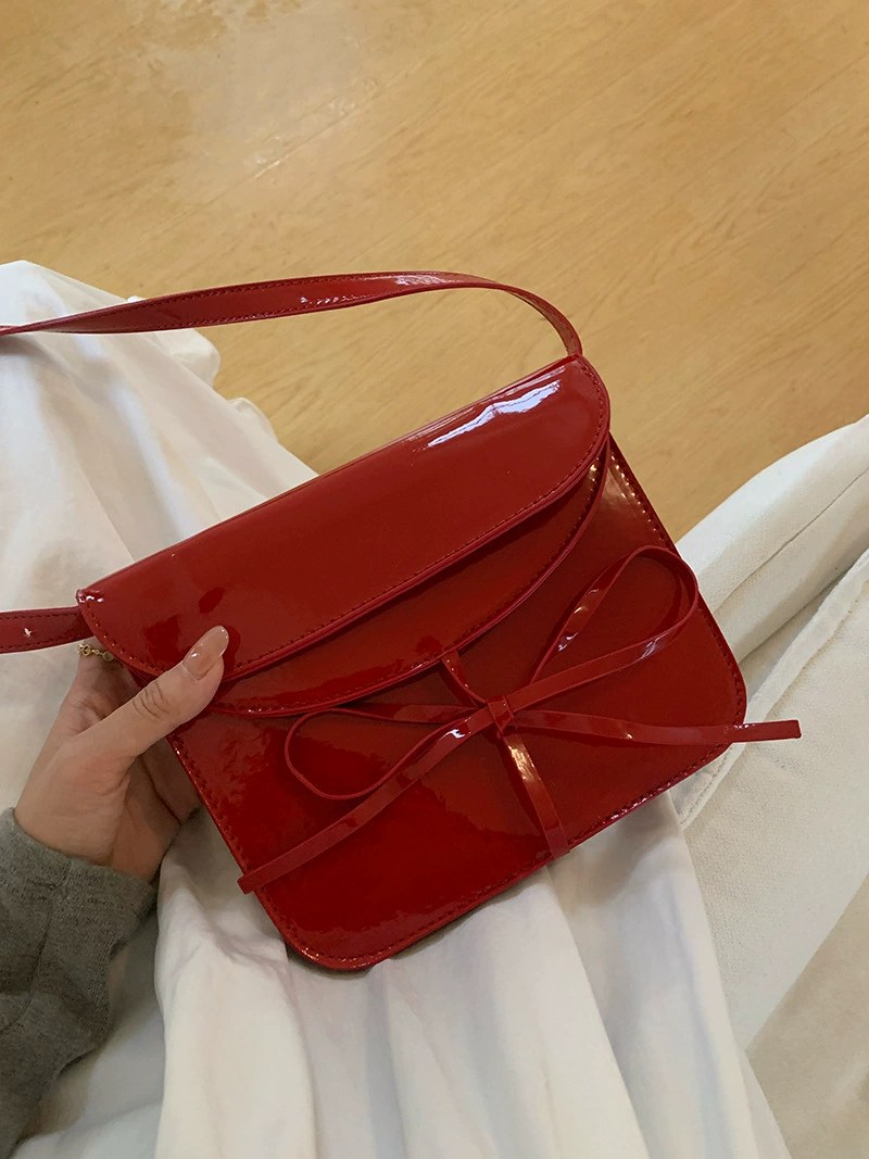 Red Patent PU Leather Crossbody Bag view 2