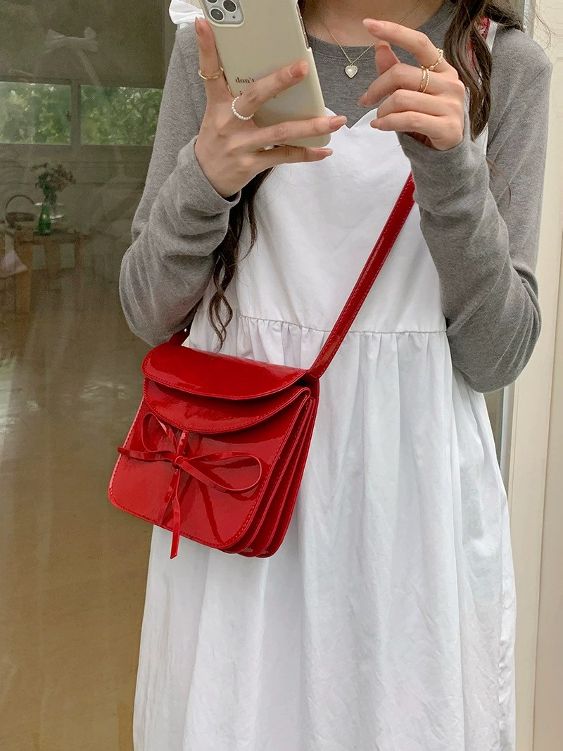 Red Patent PU Leather Crossbody Bag view 4
