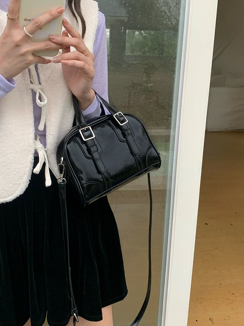 Black PU Leather Crossbody Bag view 3