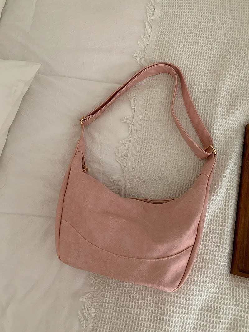 Pink PU Leather Crossbody Bag view 3