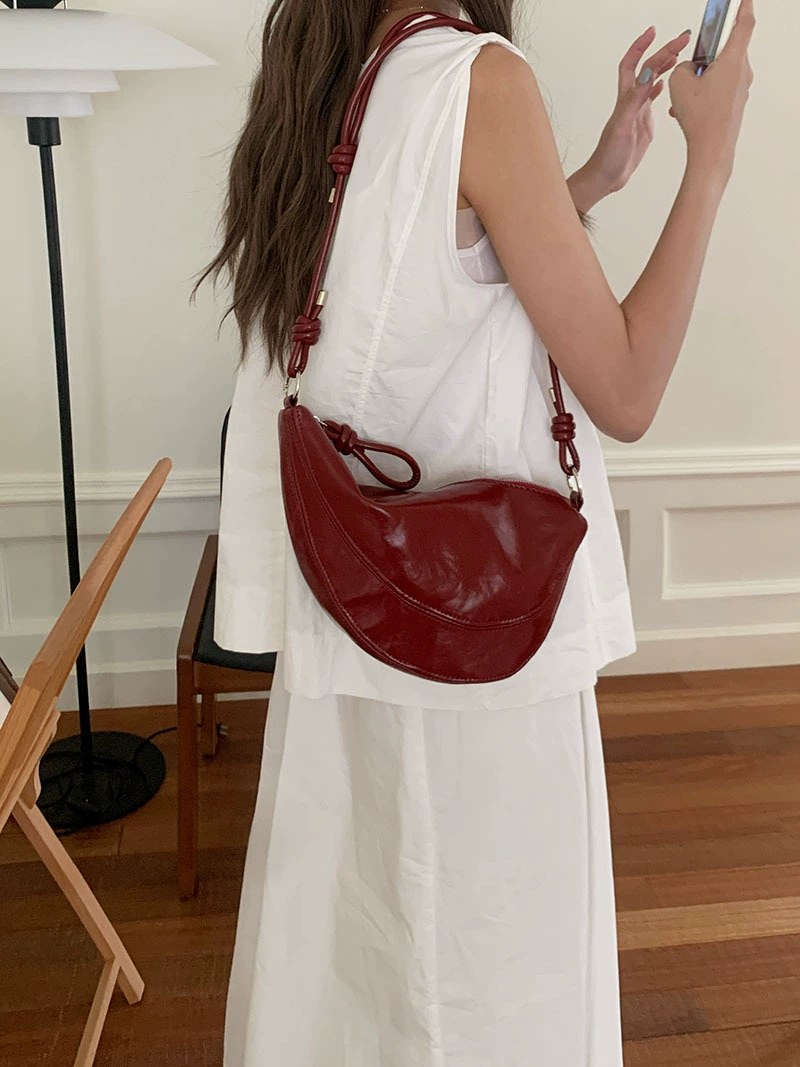 Bolso Cruzado de Cuero Sintético Rojo view 4