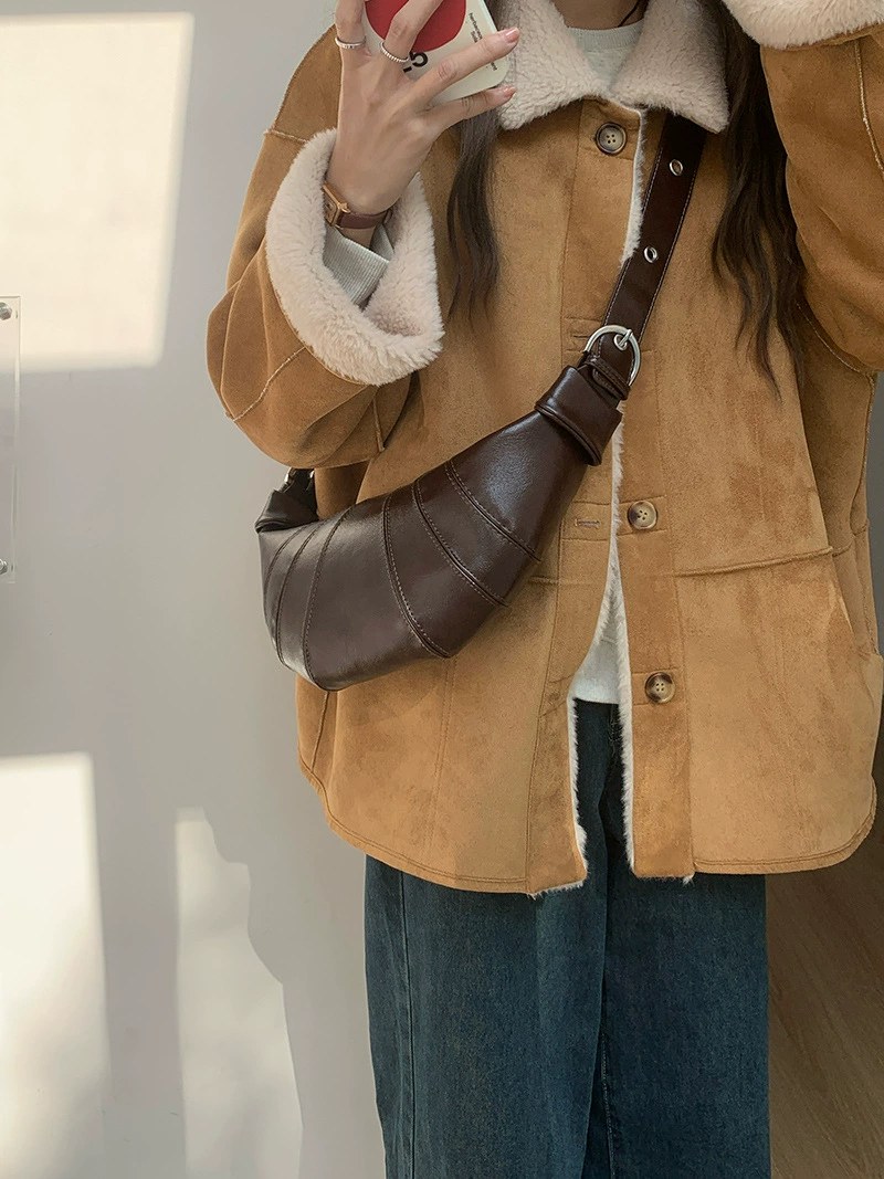 Brown PU Leather Crossbody Bag view 3