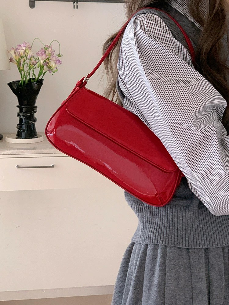 Red Patent PU Leather Crossbody Bag view 2